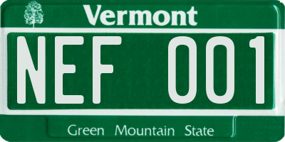 VT license plate NEF001