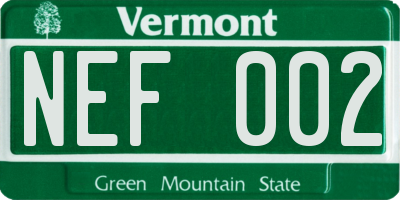 VT license plate NEF002