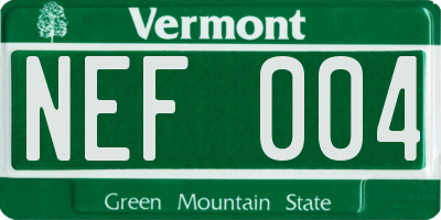 VT license plate NEF004