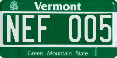 VT license plate NEF005