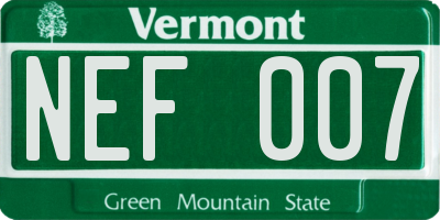 VT license plate NEF007