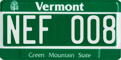 VT license plate NEF008