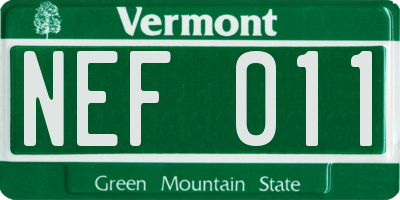 VT license plate NEF011