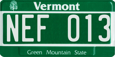 VT license plate NEF013