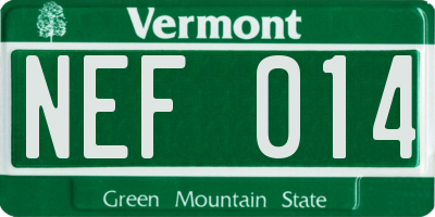 VT license plate NEF014