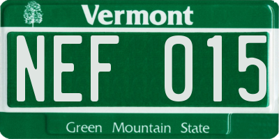 VT license plate NEF015
