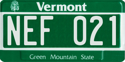 VT license plate NEF021