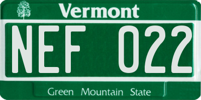 VT license plate NEF022