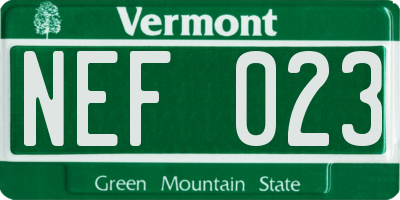 VT license plate NEF023