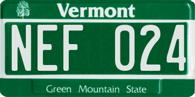 VT license plate NEF024