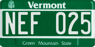 VT license plate NEF025