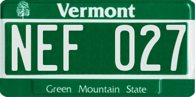 VT license plate NEF027