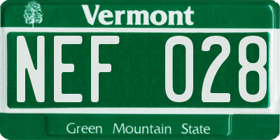 VT license plate NEF028