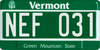 VT license plate NEF031