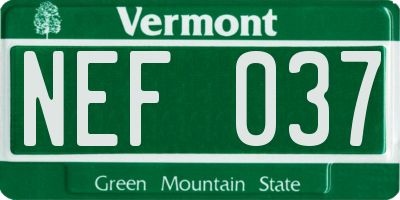 VT license plate NEF037