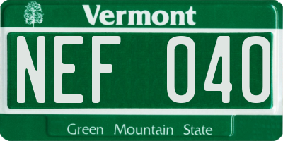 VT license plate NEF040