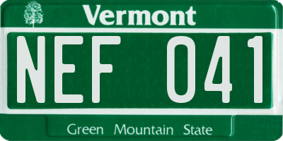 VT license plate NEF041