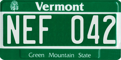 VT license plate NEF042