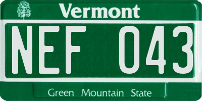 VT license plate NEF043