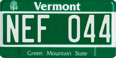 VT license plate NEF044