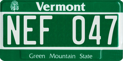VT license plate NEF047