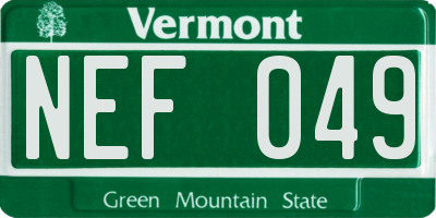 VT license plate NEF049