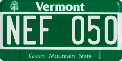 VT license plate NEF050