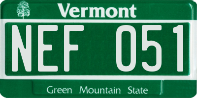 VT license plate NEF051
