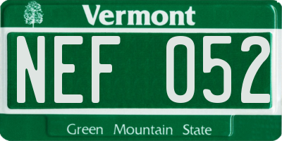 VT license plate NEF052