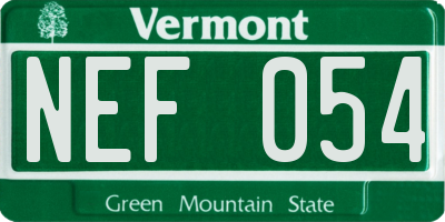 VT license plate NEF054