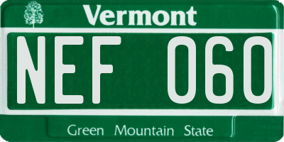 VT license plate NEF060