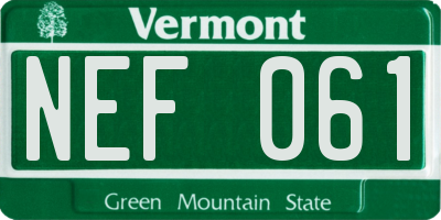 VT license plate NEF061