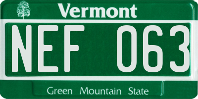 VT license plate NEF063