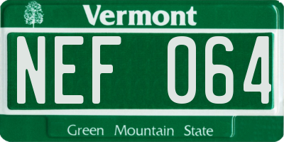 VT license plate NEF064