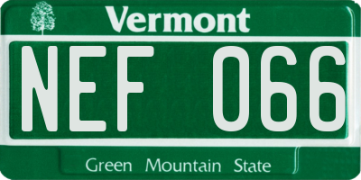 VT license plate NEF066