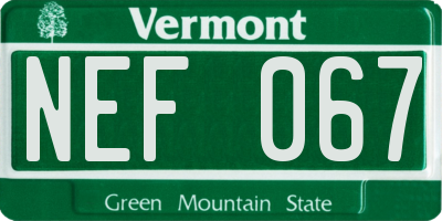 VT license plate NEF067