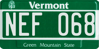 VT license plate NEF068