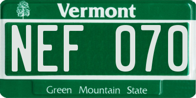 VT license plate NEF070