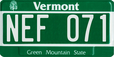 VT license plate NEF071