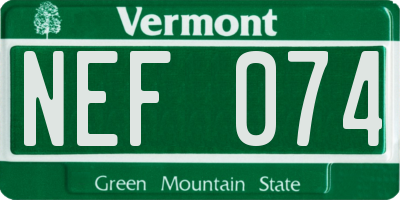 VT license plate NEF074