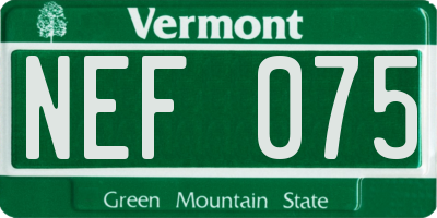 VT license plate NEF075