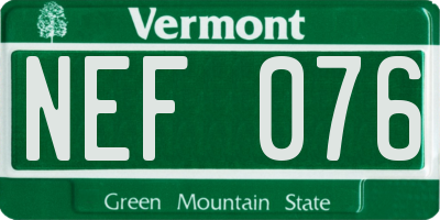 VT license plate NEF076