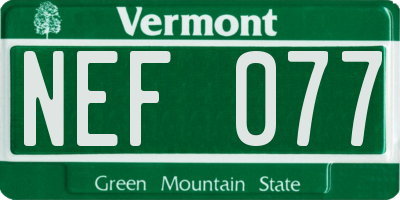 VT license plate NEF077