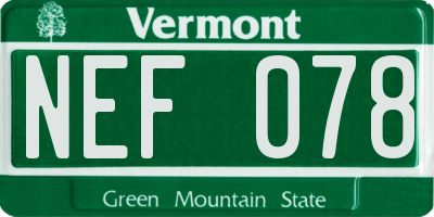 VT license plate NEF078