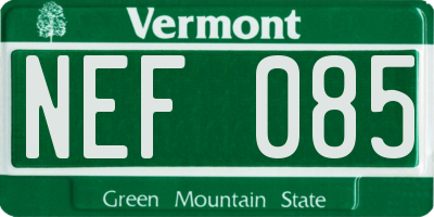 VT license plate NEF085