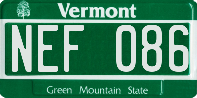 VT license plate NEF086