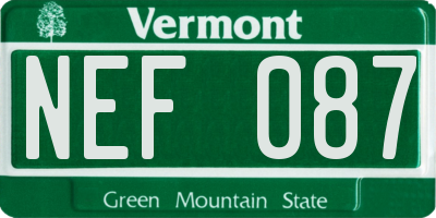 VT license plate NEF087