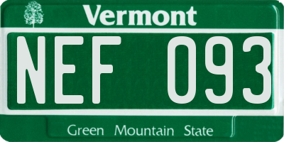 VT license plate NEF093