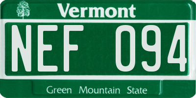 VT license plate NEF094