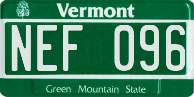 VT license plate NEF096